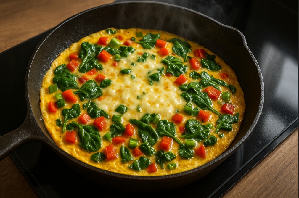 Tavada Peynirli Sebzeli Omlet